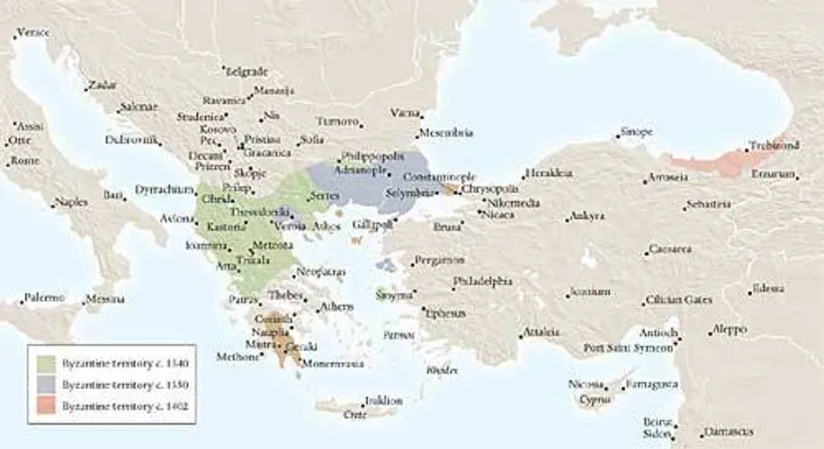 Detail map showing the gradual dissolution of the Byzantine empire.